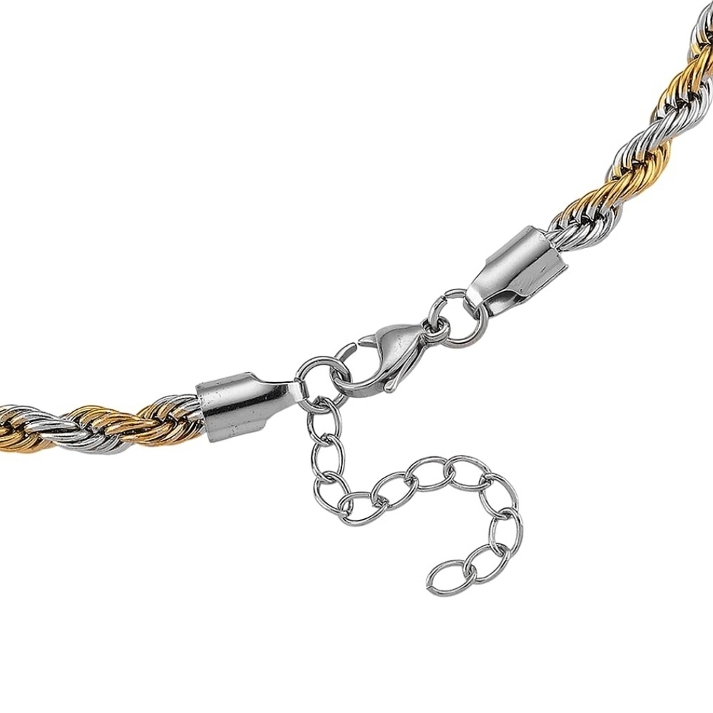 Rope Chain Necklace (20-22 Inches) in ION Plated YG and Stainless Steel - Picture 4 of 5